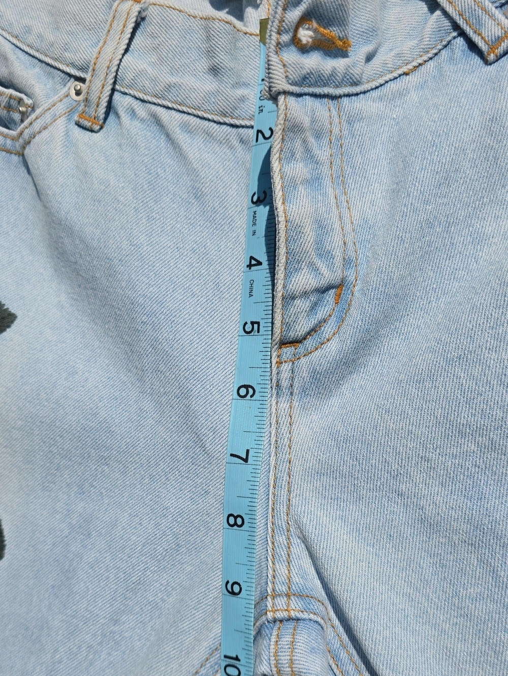 LONDONJEAN Light Wash Wide Leg Jeans with Pink & Red Floral Embroidery - Picture 8 of 10